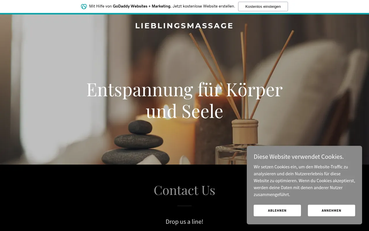 Vorher: bisherige Website von Lieblingsmassage