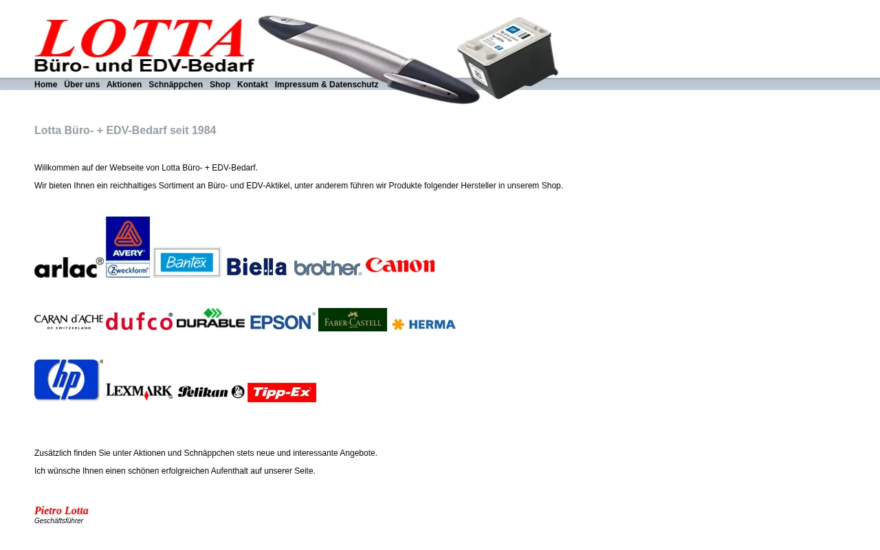 Vorher: bisherige Website von Lotta Büro- + EDV-Bedarf